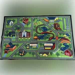 Kids Carpet Playmat Rug 60”x39” City Town Cars